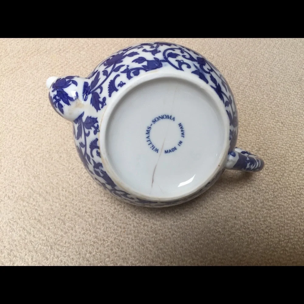 Williams Sonoma Teapot Decor Pot Kettle Accent blue white floral decorative tea